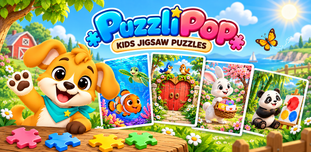 PuzzliPop: Kids Jigsaw Puzzles — Google Play feature graphic
